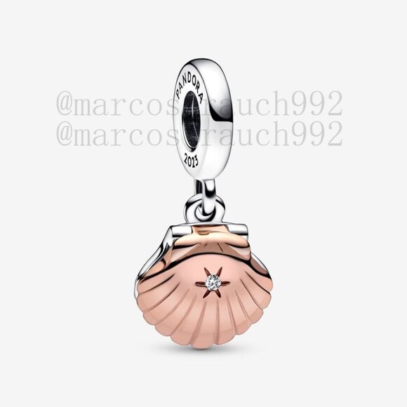 Pandora Sea Shell & Treated Freshwater Cultured Pearl Dangle Charm - Picture 1 of 6